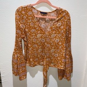 Tie Front Floral Crop Top - American Eagle